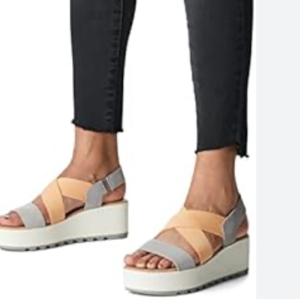 Sorel Women's Platform Sandals in Gray and Peach